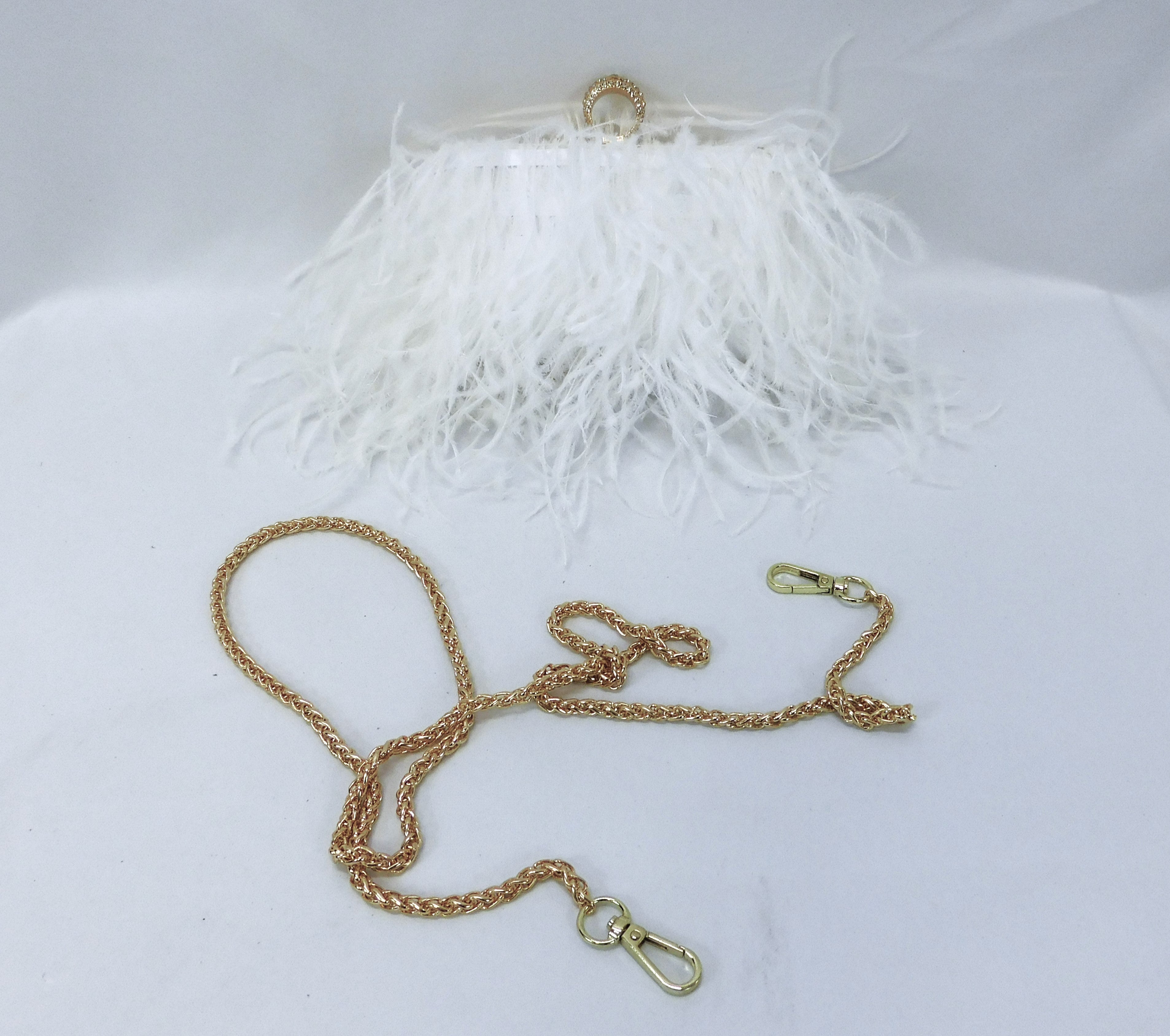 Ostrich Feather & Crystal Ring Clutch