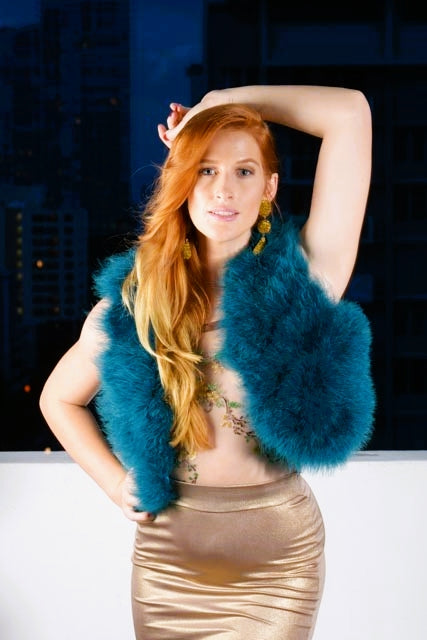 Marabou Feather Crop Vest