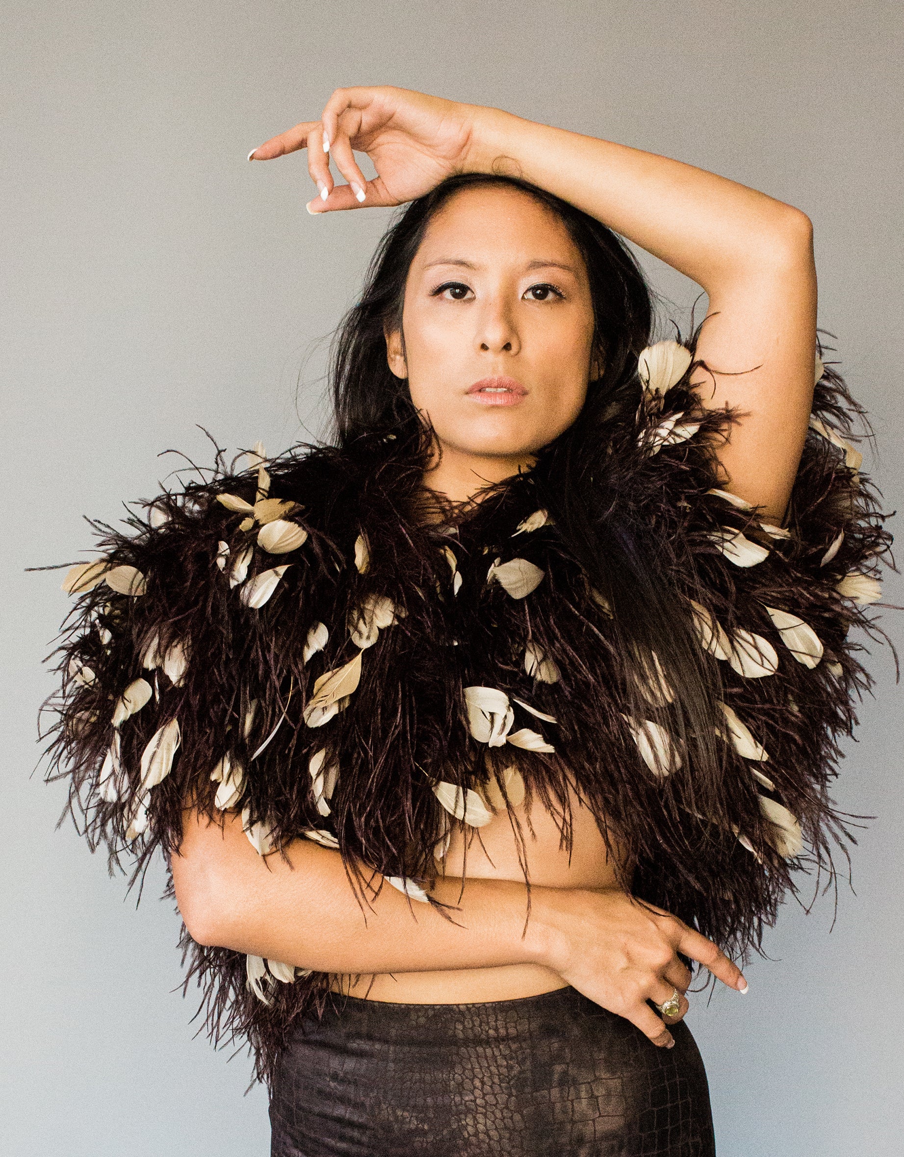 Fancy Ostrich & Rooster Feather Bolero Jacket