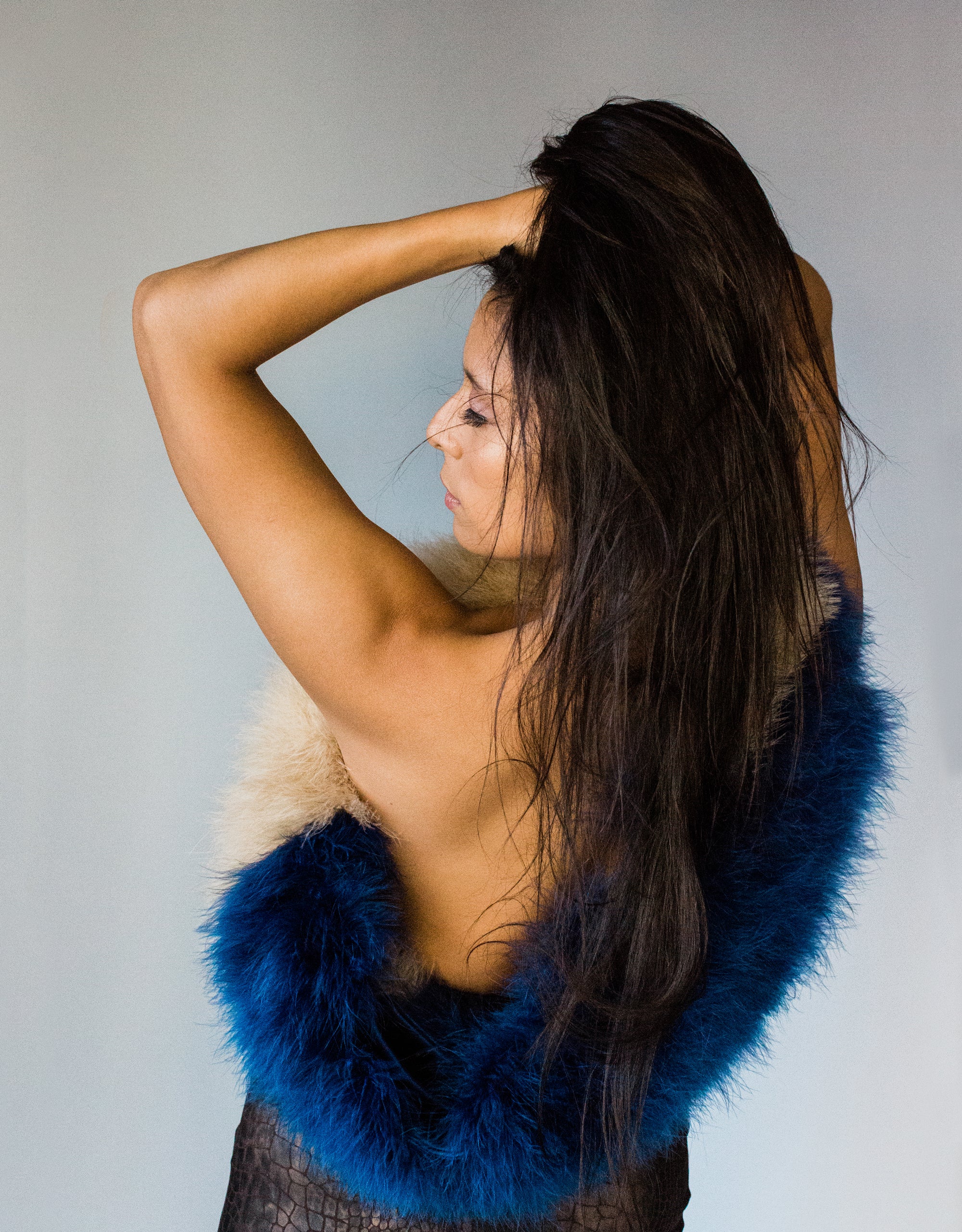 Marabou Feather two-color infinity scarf